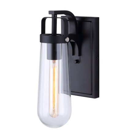 Canarm Tate, Iwf673A01Bk, Mbk Color, One Light Wall Fixture, Clear Glass, 60W IWF673A01BK